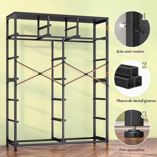 Miniatura 8 de EnHomee Cómodas negras para dormitorio con 14 cajones de almacenamiento, cómodas y organizador de cajones de almacenamiento, marco de metal Negro