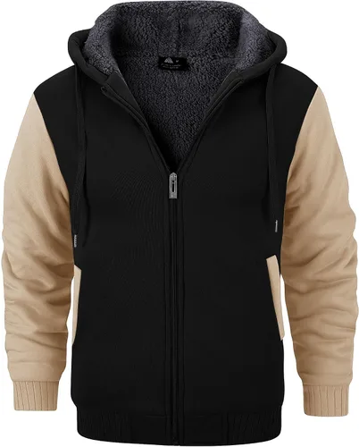 Miniatura 106 de GEEK LIGHTING Sudadera con capucha y cremallera para hombre, forro polar, chaqueta gruesa con capucha para invierno, cálida sudadera atlética