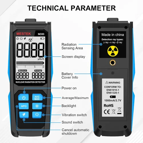 Miniatura 7 de Detector de radiación nuclear, MESTEK Geiger - Detector de radiación de dosímetro con pantalla dual digital y analógica, medidor de monitor de rayos
