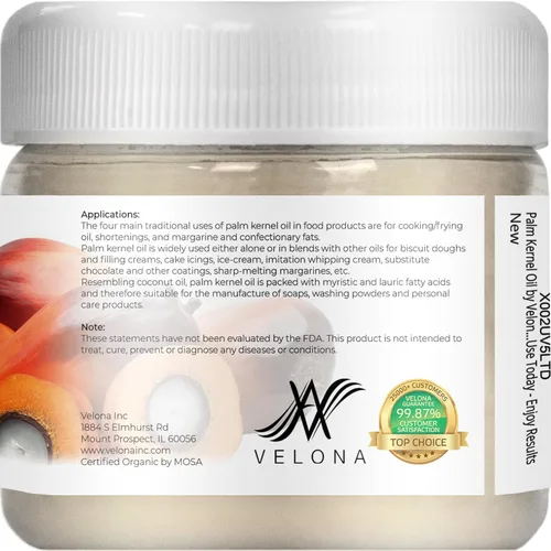 Miniatura 5 de velona Aceite de almendra de palma orgánico certificado por la USDA, 2 onzas líquidas, aceite portador 100% puro y natural, refinado, prensado