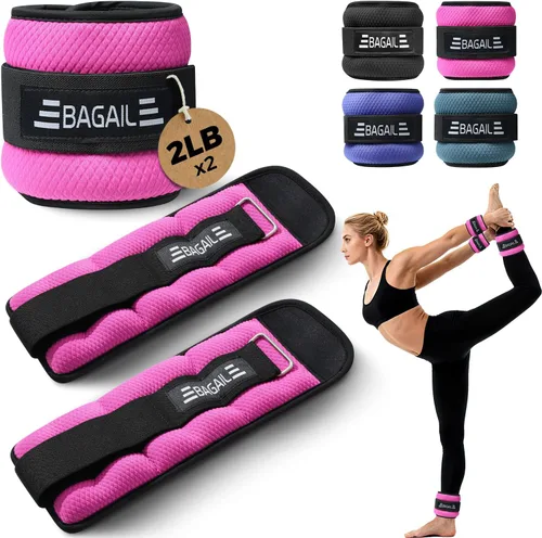 Miniatura 19 de BAGAIL Pesas de tobillo para mujeres y hombres, un par de pesas de 1/2/4/6/8/10 libras con diseño elegante y ajuste seguro para caminar, correr