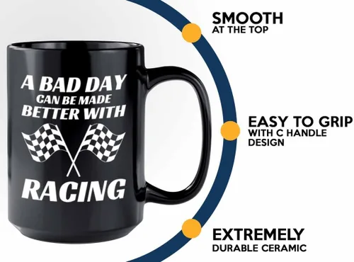 Miniatura 4 de Taza de café Racer de 15 onzas, color negro, Better With Racing - Fuel Speed Racer Car Guys Circuit Automotriz Racing Boy Regalos para él, papá