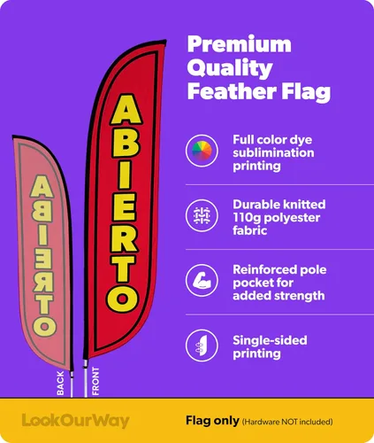 Miniatura 2 de LookOurWay Bandera de plumas – 12 pies de alto cartel publicitario solo bandera swooper, sin postes – banderas de gran apertura – rojo Abierto