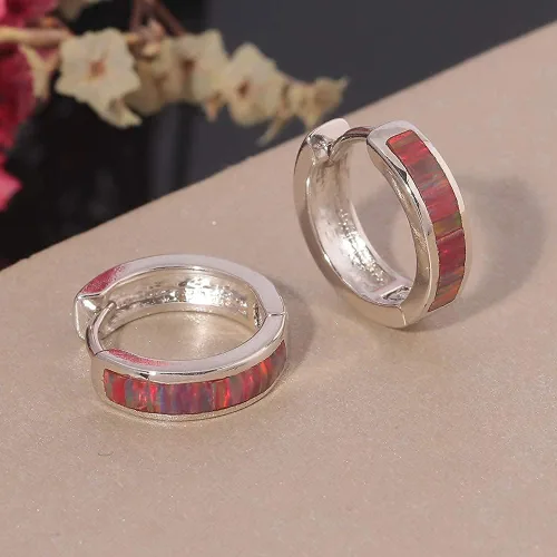 Miniatura 6 de CiNily Aretes Huggie de ópalo con bisagras, chapados en oro, hipoalergénicos, pequeños aretes de aro para mujeres, adolescentes, niñas, hombres