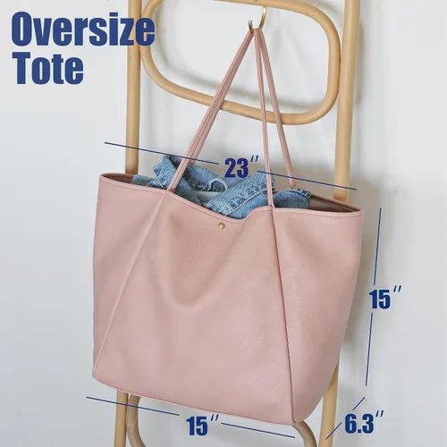 Miniatura 36 de HOXIS Bolso de mano de cuero PU de gran tamaño para mujer, bolso de fin de semana, bolso de viaje