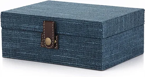 Hipiwe Caja del cofre del tesoro, caja de joyería decorativa de madera con cierre, caja de recuerdos, caja rectangular organizadora de joyas, caja