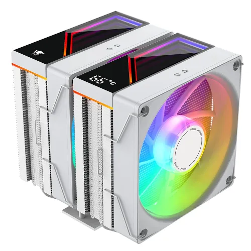 Miniatura 7 de KF620-DGT Enfriador de aire para CPU, ventiladores duales ARGB PWM, 6 tubos de calor, cubierta superior con pantalla digital - Enfriamiento de alto