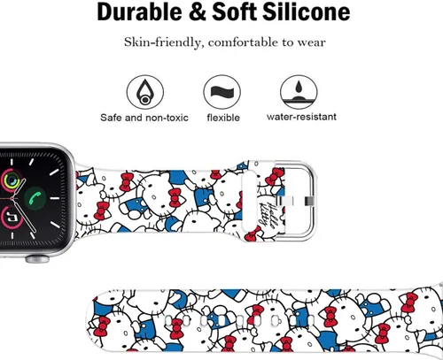 Miniatura 3 de Compatible con Apple Watch Band Hello Ki Sweet Blue de 1.929 in/1.811 in/1.772 in/1.732 in/1.654 in (Serie 3 2 1) Correa de silicona suave, bonita