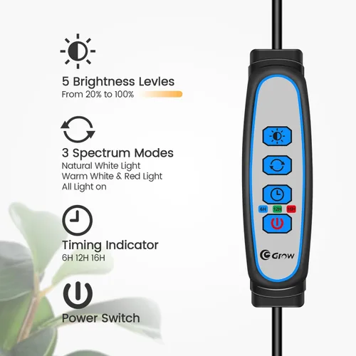 Miniatura 4 de Garpsen Luces de cultivo para plantas de interior, luz LED de espectro completo con soporte, 3 modos de color, lámpara de cultivo de pie
