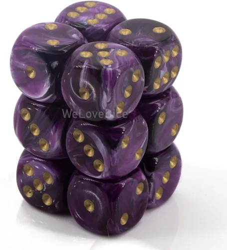DND - Juego de dados Chessex D&D de 0.630 in, juego de dados poliédricos de plástico vórtice morado y dorado, dados de mazmorras y dragones, incluye
