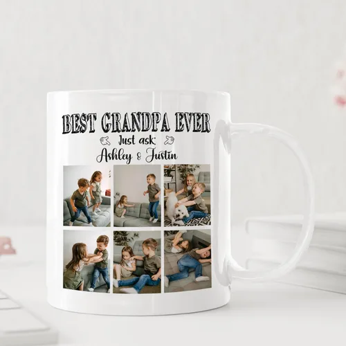 Miniatura 4 de Taza de café con texto en inglés "Best Grandpa Ever", regalo para el día del padre, taza de café personalizada para abuelo, tazas blancas de 11 Taza