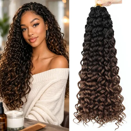 Miniatura 15 de 8 Packs Curly Crochet Hair GOGO Curl Crochet Hair for Black Women Deep Wave Braiding hair Water Wave Crochet hair Extensions Synthetic Bohemian