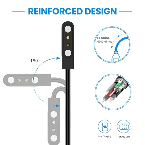 Miniatura 4 de Cable de carga compatible con WZWNEER Smart Watch, cable de carga magnético portátil USB para LUOBA Accesorios de cable de cargador (negro* 2)