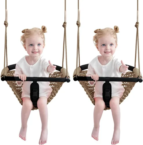 Miniatura 10 de Columpio 2 en 1 para niños pequeños. Asiento de columpio para niños con cuerdas ajustables, para niños, juego de columpios seguros para niños