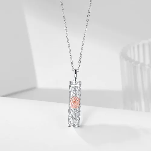 Miniatura 30 de Collar con colgante de urna de cenizas de cremación y árbol de la vida para mujer, plata de ley US1