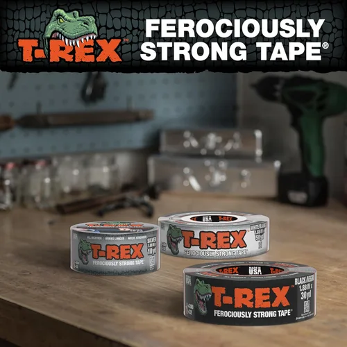 Miniatura 8 de T-REX 240998 Ferociously Strong Tape Cinta adhesiva muy resistente, de 1.88 pulgadas x 35 yardas, con parte trasera impermeable, color gris plomo
