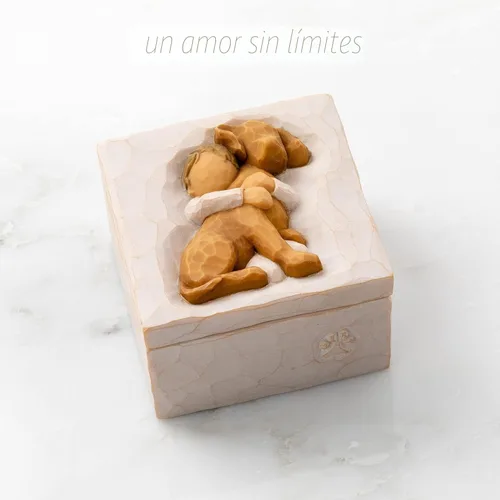 Miniatura 5 de Willow Tree Hug (perro dorado), caja de recuerdo esculpida pintada a mano