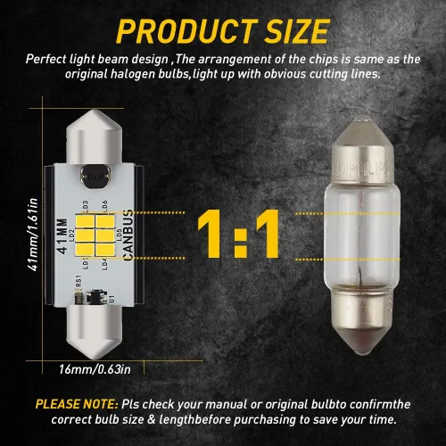 Miniatura 8 de Bombillas LED superbrillantes tamaño 194 Auxito; 168, 2825, W5W, T10, cuña 24, conjunto de chips 3014 SMD, bombillas LED de repuesto sin errores
