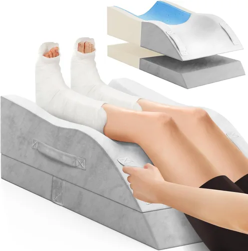 Miniatura 11 de Almohadas de elevación de doble pierna, almohada de cuña para después de la cirugía, soporte de espuma viscoelástica ajustable, cuidado cómodo