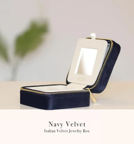 Miniatura 7 de BLUTETE Joyero de viaje organizador de terciopelo con anillos de espejo, aretes, collares, caja organizadora de almacenamiento (negro)