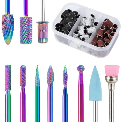 Miniatura 11 de BQAN - Juego de 17 brocas de carburo de tungsteno, brocas profesionales de 3/32 pulgadas para taladro de uñas, uñas acrílicas, manicura y pedicura