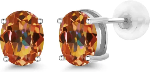Miniatura 13 de Gem Stone King Aretes de oro de 14 quilates con piedra natal ovalada de 0.315 x 0.236 in Aretes de oro para mujer