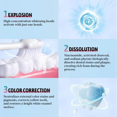 Miniatura 5 de Pasta dental blanqueadora de niacinamida para adultos con dientes sensibles, protección de esmalte, aliento fresco las 24 horas, blanquea suavemente
