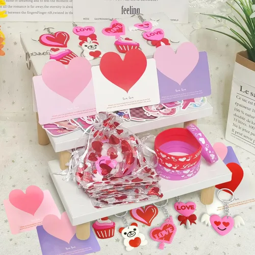 Miniatura 7 de BANBALLON Regalos de fiesta del día de San Valentín, llaveros de amor, tarjetas de felicitación, calcomanías de clip de papel en forma de corazón