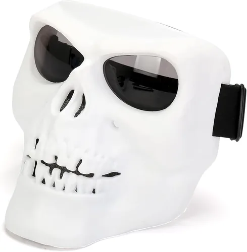 Miniatura 9 de Máscara de calavera espeluznante con lente polarizada para Airsoft, Paintball, Motor Racing Negro