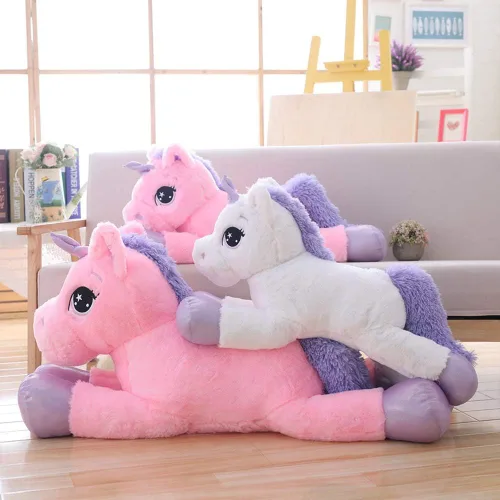 Miniatura 5 de Almohada grande de peluche de unicornio – Juguete de peluche gigante de unicornio para cumpleaños, San Valentín, dormitorio (rosa, 31 pulgadas)