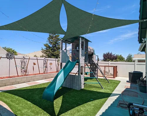 Miniatura 10 de Coarbor Toldo tipo vela de 2 x 2 x 2 pies, para exteriores, resistente, triangular, tela para patio, jardín, terraza, pérgola (beige)