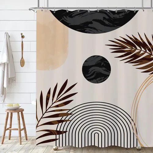 Miniatura 12 de Cortina de ducha pequeña verde salvia, cortina de ducha abstracta bohemia para baño, juego de cortina de ducha medio angosta, cortina de ducha