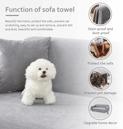 Miniatura 6 de Funda de sofá para sofá de 2 a 3 cojines, apta para mascotas, resistente al agua, antiarañazos de gatos, protector de muebles seccional