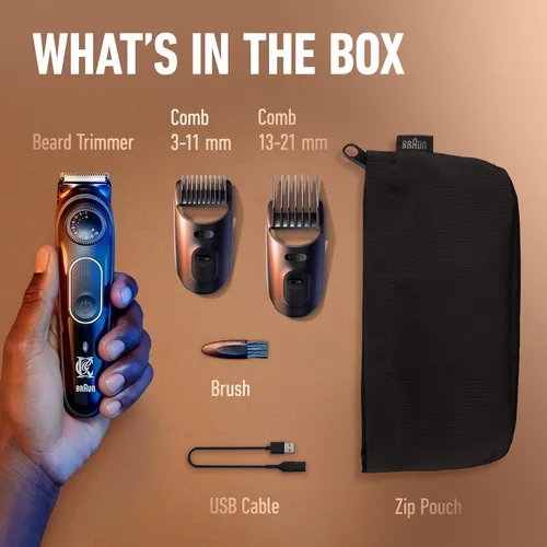 Miniatura 6 de King C. Gillette recortadora de barba inalámbrica para hombre, el kit incluye 1 recortadora, 3 peines intercambiables, 1 cepillo de limpieza, 1