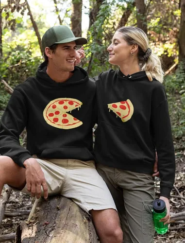 Miniatura 3 de The Missing Piece Pizza - Sudadera con capucha a juego para parejas, él y ella