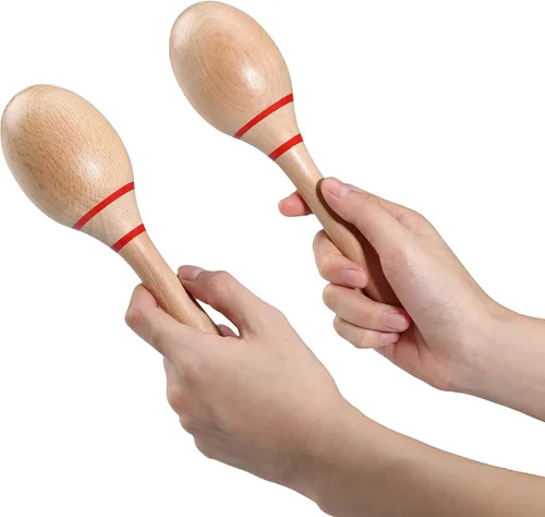 Miniatura 4 de Maracas, Profesional de madera Rumba Shakers mano percusión sonajeros instrumento musical latino con ritmo claro de salsa para adultos niños fiesta