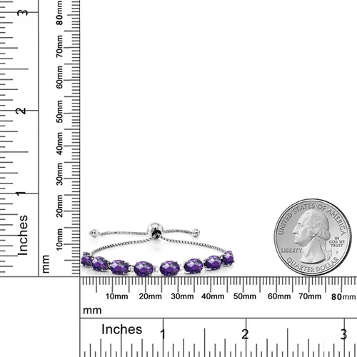 Miniatura 158 de Gem Stone King Pulsera de plata de ley 925 con piedra natal ovalada de 0.276 x 0.197 in para mujer, totalmente ajustable hasta 9 pulgadas