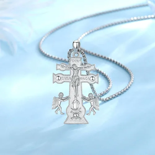 Miniatura 361 de EUDORA Collar de plata de ley 925, San Cristóbal y San Benito, San Miguel, Virgen María, San Judas Tadeo, Cruz de Buen Pastor y Arcángel, Medalla