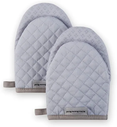 Miniatura 9 de Guantes KitchenAid, mini guantes de horno, de algodón, con agarre de silicona Verde pistacho