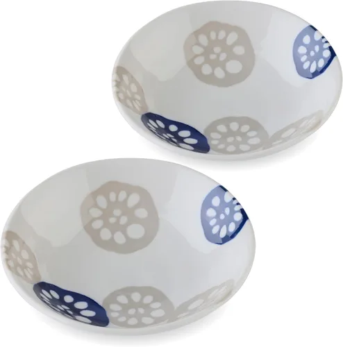 Miniatura 9 de Mino Ware - Juego de platos pequeños japoneses ligeros, Renkon, platos para servir, regalo, juego de 4, regalo, azul índigo, 6 pulgadas