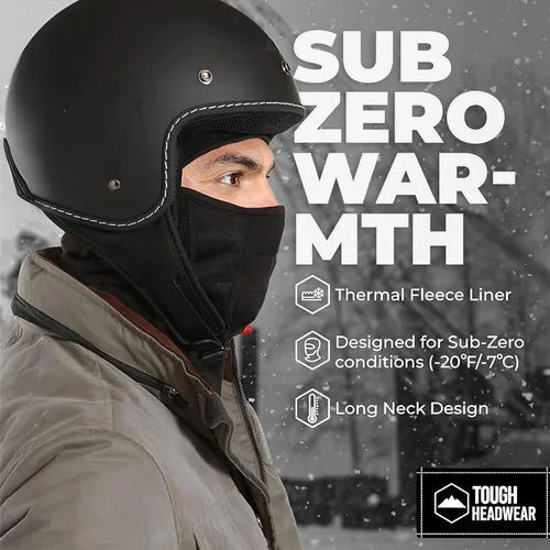 Miniatura 4 de Tough Headwear Máscara de esquí para mujeres y hombres – Pasamontañas – Cubierta térmica de invierno Shiesty – Equipo de clima frío para esquí Negro