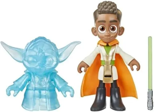 STAR WARS Figuras de acción de Kai Brightstar y Yoda con sable de luz emergentes, juguetes a escala de 4 pulgadas, juguetes preescolares para niños