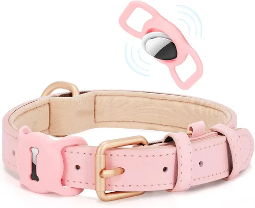 Miniatura 9 de WHIPPY Collar de cuero para perro pequeño y mediano, ajustable, suave, transpirable, de cuero, acolchado, con hebilla de aleación, resistente al