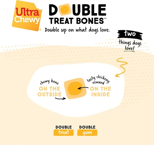 Miniatura 5 de Ultra Chewy Huesos dobles de pollo: golosinas de larga duración para perros fabricadas en Estados Unidos para razas grandes y pequeñas, altamente