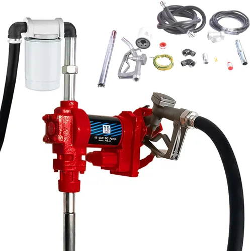 Bomba de transferencia de combustible de 15GPM 12 V CC, fusible de 50 amperios con kit de boquilla, para gas, diésel, queroseno, bomba eléctrica