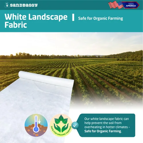 Miniatura 8 de Sandbaggy Tela blanca para paisajes, tela de filtro geotextil no tejida de 8 onzas, más resistente en el mercado, tela de 50 años, fabricada