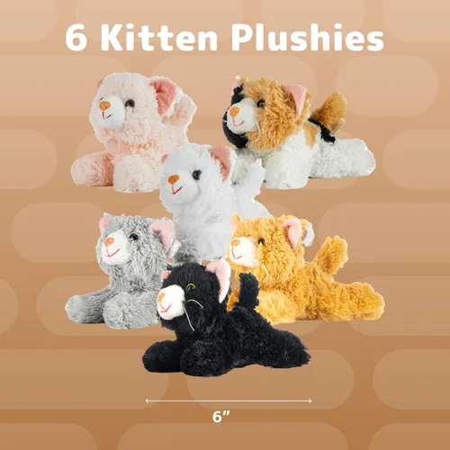 Miniatura 3 de PREXTEX Animal de peluche de gato pequeño de aspecto realista, gatitos de peluche de 6 pulgadas con detalles realistas, juego de gatos de felpa