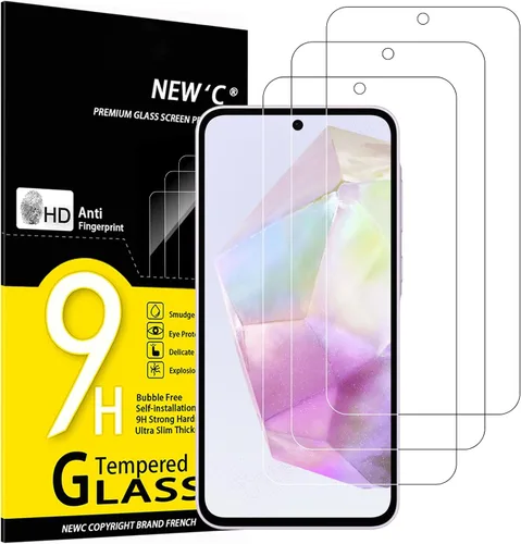 Miniatura 17 de NEW'C Paquete de 3 protectores de pantalla de vidrio templado diseñados para Samsung Galaxy A12, Galaxy A02s, resistente a los arañazos, sin