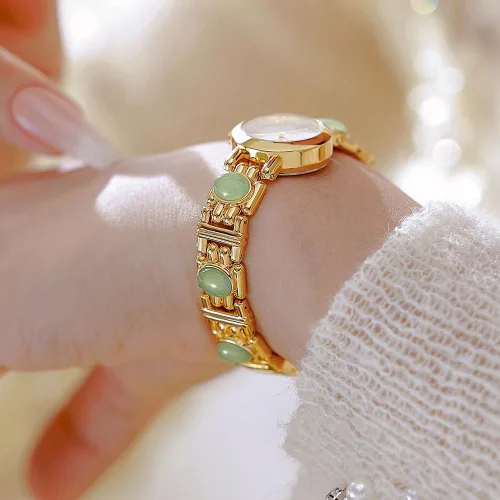 Miniatura 3 de Reloj de pulsera vintage para mujer, reloj de pulsera de cuarzo de acero inoxidable, resistente al agua