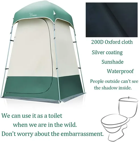 Miniatura 4 de Carpa de Ducha al Aire Libre Cambiador de Privacidad Carpas de Camping Portátiles Blanco+verde